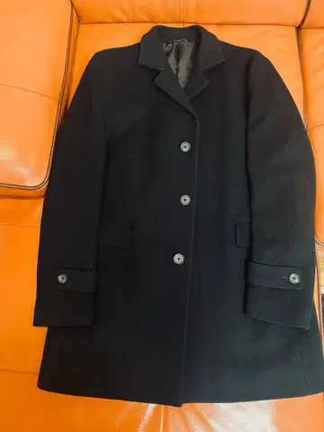 Calvin Klein 다크 네이비 울 캐시미어 혼방 코트 L