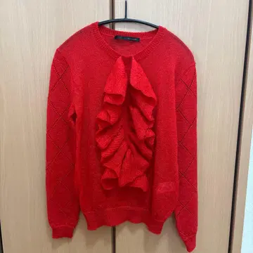 Adonisiss 빨간색 프릴 긴팔 니트