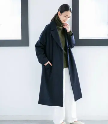 나노 유니버스 울 혼방 칼제 체스터 코트