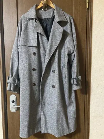 Leath 더블 브레스트 트렌치 그레이 코트