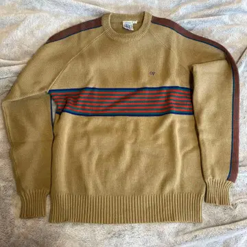 OP 니트 스웨터 L 베이지/빨간색/파랑