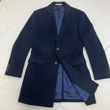 CK CALVIN KLEIN 캐시미어 혼방 네이비 체스터 코트