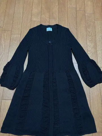 새상품 아쉬비스 블랙 리브 편직 가디건 5부 소매 [ 38 ]