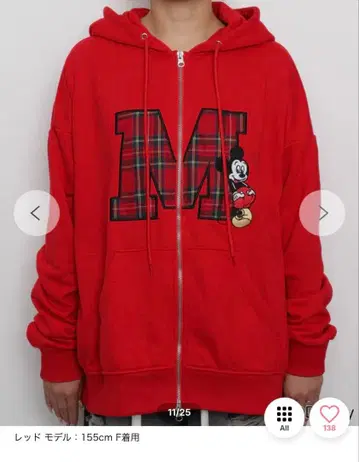 WEGO 미키마우스 프린트 집업 후드티