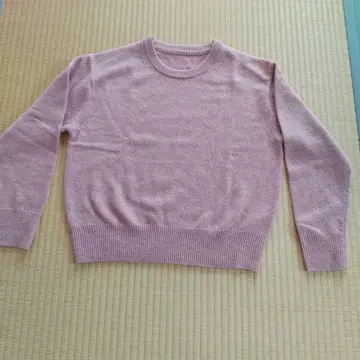 무인 세탁 가능한 울 미들 게이지 크루넥 스웨터 핑크