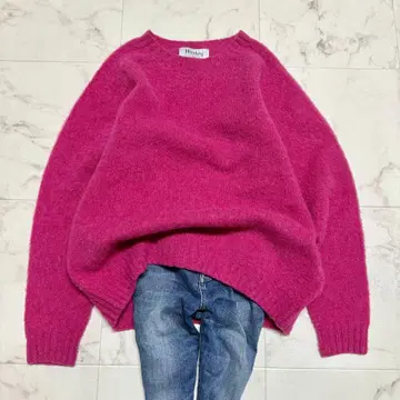 포근한 맥피 울 100% 니트 풀오버 핑크 스웨터