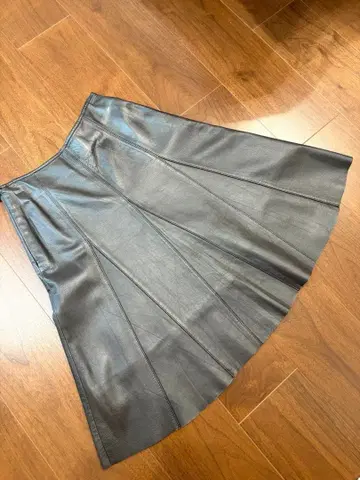 가죽 플레어 스커트 양가죽