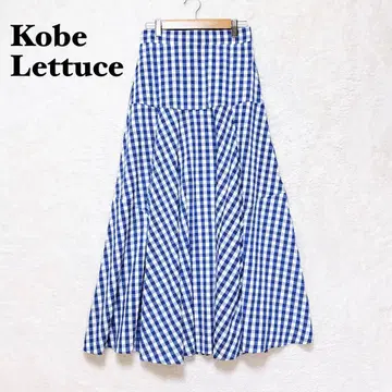 고베 레터스 플레어 스커트 깅엄 체크 롱 기장 절개 캐주얼