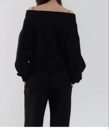 블랙 오프숄더 맨투맨 세트