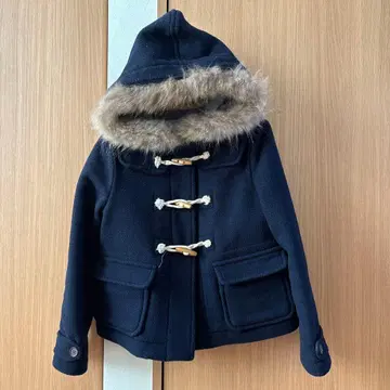 bulle de savon 퍼 달린 더플 코트 네이비