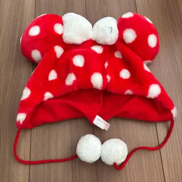 미니 마우스풍 빨간색과 화이트 도트 모자