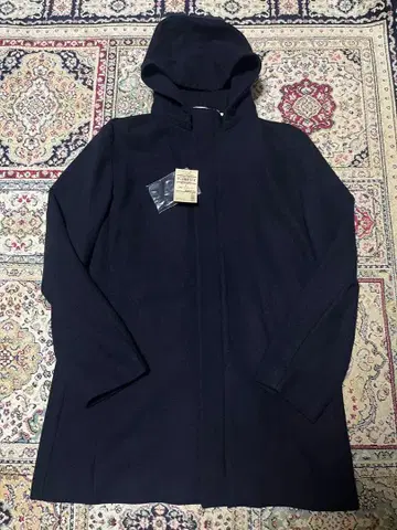 정가 17,000엔 새상품 무인양품 프렌치 울 혼방 멜톤 후드 부착 코트