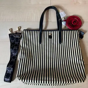 안나수이 ANNA SUI 스트라이프 토트백 아이보리/블랙