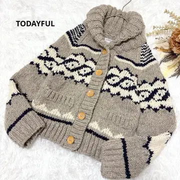 투데이풀 코위찬 니트 니트 가디건 노르딕 무늬 숄카라