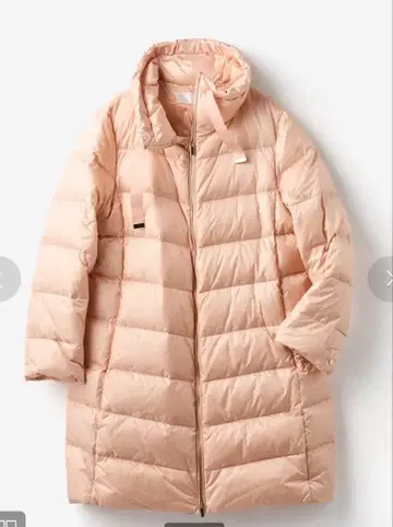 핑크 롱 다운 자켓 탈부착 후드