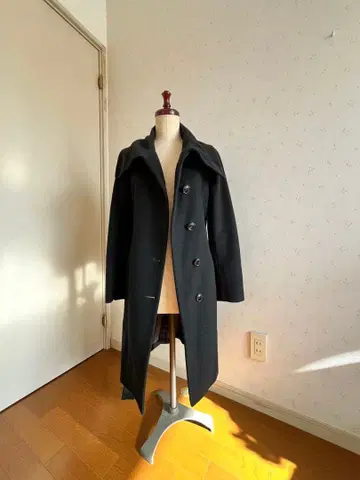 컨디션 최상 iCB 울 100% 블랙 롱 코트 벨트 포함