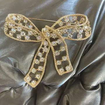 빈티지 레트로 리본형 빅 크리스탈 브로치