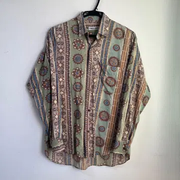 이탈리아제 기하학 패턴 긴팔 셔츠