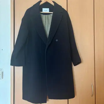 SLOBE 블랙 롱 코트 울 혼방