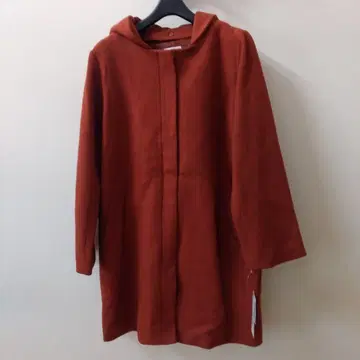 택 포함 새상품 오렌지 후드 부착 롱 코트