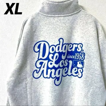 MLB 다저스 하프 지퍼 맨투맨 자수 로고 백 프린트 속기모