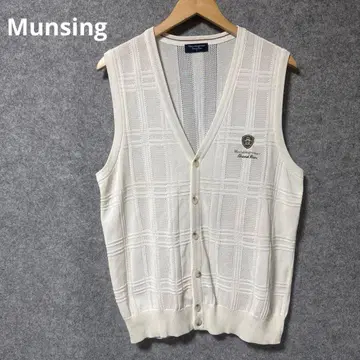 Munsing 화이트 체크 무늬 니트 베스트