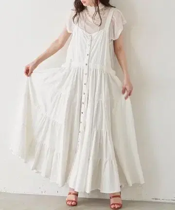 LA BELLE ETUDE 프론트 오픈 볼륨 데님 맥시 원피스