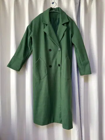 그린 더블 버튼 체스터 코트 L 사이즈