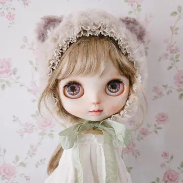 네오 브라이스 네오 아이시 인형용 베이지색 복슬복슬 곰 귀 모자 1개