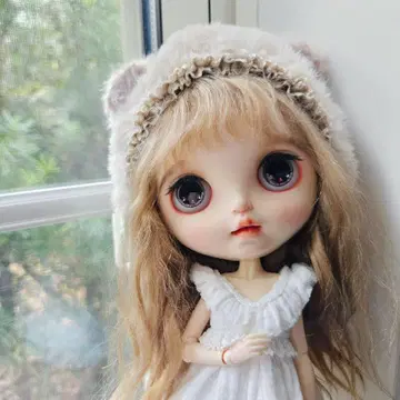 네오 브라이스 네오 아이시 인형용 베이지색 복슬복슬 곰 귀 모자 1개