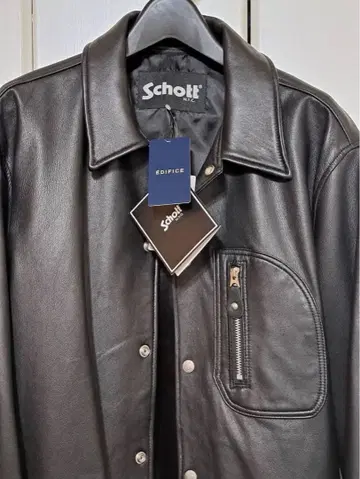 Schott 에디피스 별주 블랙 가죽 셔츠 자켓