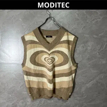 MODITEC 하트 패턴 니트 베스트 오버 사이즈