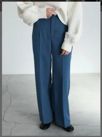 셀렉 모카 와이드 팬츠 블루 센터 프레스 S