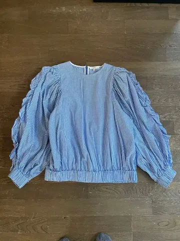 yori 깅엄 체크 프릴 긴팔 상의