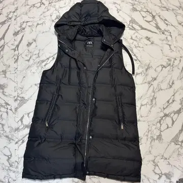 ZARA 블랙 다운 베스트 후드 부착