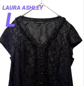 [ 컨디션 최상 ] 로라 애슐리 실크 혼방 원피스 꽃무늬 블랙 13 L