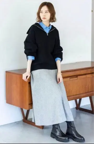 IENA 이에나 편직 ZIP 하이넥 풀오버 니트