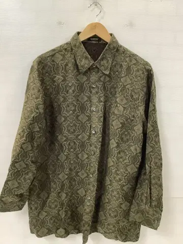 12.22 A455P 빈티지 긴팔 셔츠 페이즐리 무늬 그린