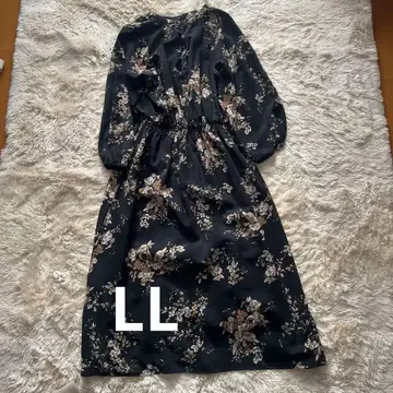 블랙 꽃무늬 롱 원피스 LL