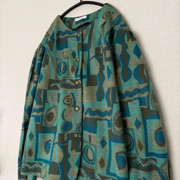 디자인 자켓 빈티지 레트로 구제 의류 노카라 올 패턴