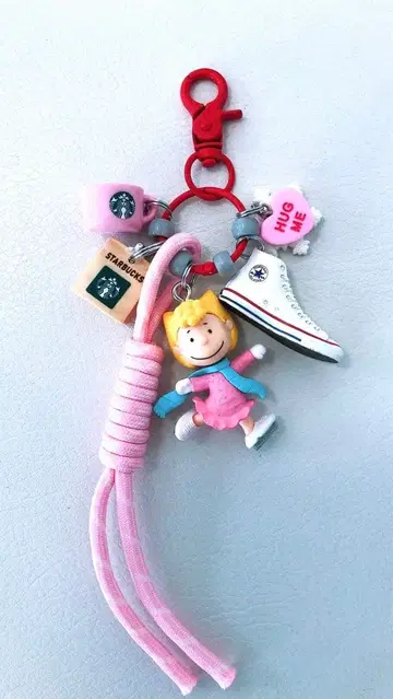 주렁주렁 키링 스누피 가챠 채운 파우치 핑크