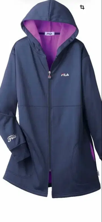 FILA 후드 부착 후드티 네이비/퍼플