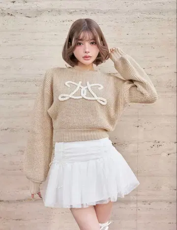 Darich 로고 와플 니트탑