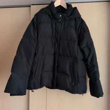 GLOBAL WORK 후드 부착 블랙 다운 자켓