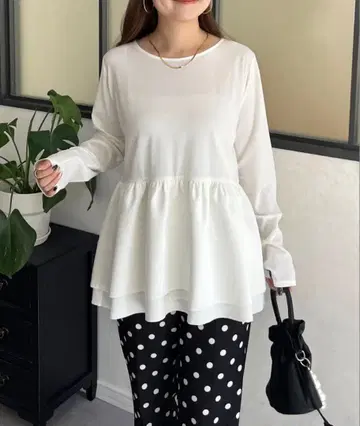 prose verse 백 메탈 레이어드 페플럼 롱T