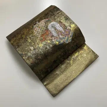 No.2883 순수 실크 청동박 가부키 패턴 후쿠로 오비 새상품급