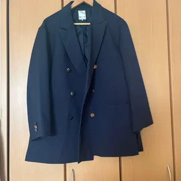 네이비 더블 브레스트 테일러드 자켓