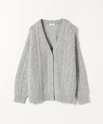 SHIPS any: 레이스 편직 펄 모티브 V넥 가디건