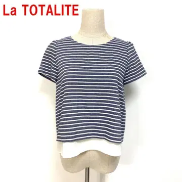 A6053 라토타리테 반팔 상의 블라우스 레이어드 스타일 파랑 네이비 F