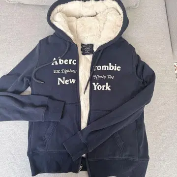 Abercrombie & Fitch 보아 안감 지퍼 후드티 M 네이비